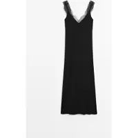 Massimo Dutti - Female - Flydende Midikjole I Slip-Model - Sort - Xs