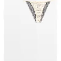 Massimo Dutti - Female - Bikinitrusser Med Polkaprikker Og Blondedetaljer - Råhvid - S