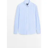 Massimo Dutti - Male - Regular Fit Skjorte I 100 % Bomuld Med Striber - Himmelblå - L