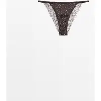 Massimo Dutti - Female - Bikinitrusser Med Polkaprikker Og Blondedetaljer - Brun - M
