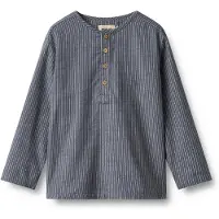 Wheat Skjorte - Bjørk - Greyblue Slub Stripe - - 6 år (116) - Skjorte