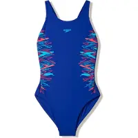Speedo Badedragt - Placement Muscleback - Night Watch/Hyper Teal - - 11-12 år (146-152) - Badetøj