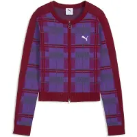 Puma T7 Tartan Slim Knitted Cardigan Women, Clothing, Garnet Glow, L
