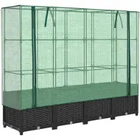 vidaXL højbed med drivhusovertræk rattan-look 160x40x138 cm