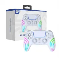 Mtp Products HS-PS5230 6-akset gyroskop med RGB-belysning - trådløs gamecontroller til PlayStation 5/PC - hvid