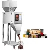 Vevor pulverpåfyldningsmaskine, 20-3000g automatisk partikeldispenser, premium rustfrit stål, intelligent veje- og dispenseringsmaskine med fodpedal, til kaffebønner, korn, te, krydderier, sølv