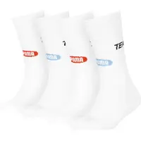 Puma Crew Socks Youth (4-Pack), Kids, White/Various Logo Colors, 27-30