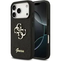 GUESS iPhone 18 Pro Fixed Glitter 4G Metal Logo Cover - Sort