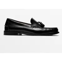 Massimo Dutti - Male - Skindmoccasiner Med Kvaster - Sort - 45