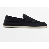 Massimo Dutti - Male - Mokasiner I Blødt Spaltlæder - Blå - 40