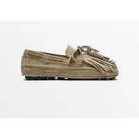 Massimo Dutti - Female - Skindmoccasiner Med Frynser Og Kvaster - Beige - 41