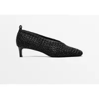 Massimo Dutti - Female - Sko Med Hæl I Flettet Skind - Sort - 35