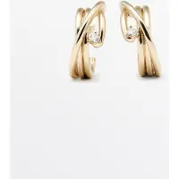 Massimo Dutti - Female - Rhinstensbesatte Hoop-Øreringe - Guld - 01