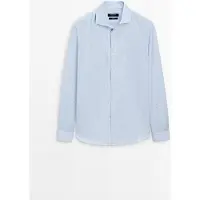 Massimo Dutti - Male - Slim Fit Skjorte Med Striber Og Tailoring - Himmelblå - 43