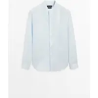 Massimo Dutti - Male - Regular Fit Skjorte I 100 % Hør - Himmelblå - M