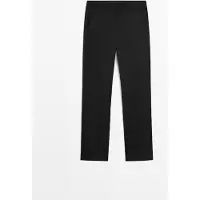 Massimo Dutti - Female - Bukser I 100 % Kold Uld Med Lige Ben - Sort - 38