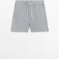 Massimo Dutti - Male - Badebukser Med Stribedetalje - Marineblå - L