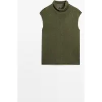 Massimo Dutti - Female - Strikket Top Med Draperet Høj Hals - Grøn - Xs
