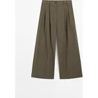 Massimo Dutti - Female - Løstsiddende Bukser Med Brede Ben Og Læg I Funktionsstof - Brun - 34