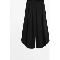 Massimo Dutti - Female - Bukser Med Brede Ben Og Lægdetaljer - Sort - 36