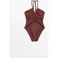 Massimo Dutti - Female - Badedragt Med Halterneck Og Glimmer - Brun - M