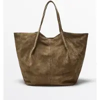 Massimo Dutti - Male - Tote Bag I Spaltlæder - Sand - 01