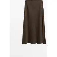 Massimo Dutti - Female - Flydende Nederdel Med Satinlook - Brun - M
