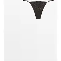 Massimo Dutti - Female - Tanga Med Broderet Detalje - Kulgrå - M