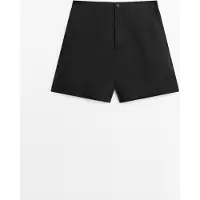 Massimo Dutti - Female - Korte Bermudashorts I 100 % Hør - Sort - 42