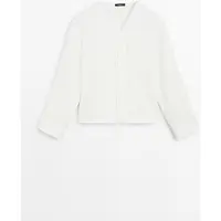 Massimo Dutti - Female - Bluse I Hørblanding Med Blødt Fald Og Knapdetaljer - Hvid - S