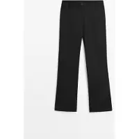 Massimo Dutti - Female - Bukser I Bomuldsblanding Med Lille Svaj - Sort - 42