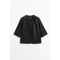 Massimo Dutti - Female - Kort Jakke I Nappaskind - Sort - S