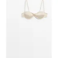 Massimo Dutti - Female - Bandeau Med Ringdetalje Og Syninger - Råhvid - 80B