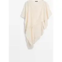 Massimo Dutti - Female - Asymmetrisk Bluse Med Kappedesign Og Blødt Fald - Råhvid - M-L