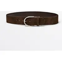 Massimo Dutti - Female - Bælte I Spaltlæder Med Metalspænde - Kaki - M / 85cm
