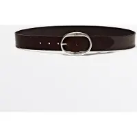Massimo Dutti - Female - Bælte I Nappaskind Med Ovalt Spænde - Brun - L / 90cm