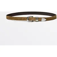 Massimo Dutti - Female - Bælte I Spaltlæder Med Metaldetalje - Sand - L / 90cm