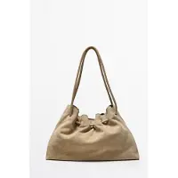 Massimo Dutti - Female - Taske I Spaltlæder Med Rynker - Råhvid - 01