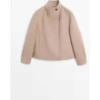 Massimo Dutti - Female - Kort Jakke Med Uld - Mulvarpegrå - M