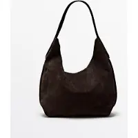 Massimo Dutti - Female - Miniskuldertaske I Spaltlæder - Chokolade - 01