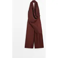 Massimo Dutti - Female - Jumpsuit Med Blødt Fald Og Draperet Halterneckudskæring - Bordeaux - 36