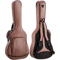 Vevor Akustisk Guitarkuffert, 1195 MM, Hård beskyttende rejsetaske med tilbehørsrum, skumpolstring, bærbart håndtag, skulderstropper, til 41 tommer akustiske guitarer, brun