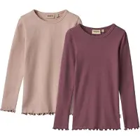 Wheat Bluse - 2-pak - Rib - Ida - Eggplant - - 8 år (128) - Bluse