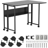 Macleans FOLDING DESK / TABLE, BLACK, MOBILE, 100X73CM, MAX. 50KG, CORNER, L-SHAPED, MC-126 L/B MC-126 L/B