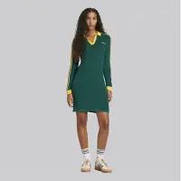 Adidas Originals Dame Strikket Polo Kjole Collegiate Green/Cream Yellow