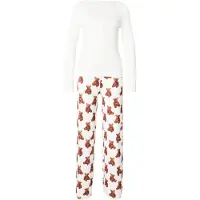 GUESS Pyjamas 'ARIA' lysebrun / sort / hvid