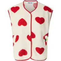 Pieces Vest beige / rød