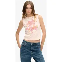 Superdry Superdrytil kvinder. W6011813A Vintage Komodo pink logo T-shirt (L), Casual, Uden ærmer/stropper, Økologisk bomuld, Bæredygtig