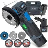 GEKO mini slibemaskine vinkelsliber batteri-børsteløs 76 mm 2x2.0Ah 12V