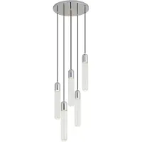 QAZQA Designer pendellampe krom med riflet glas 5-lys - Walcott